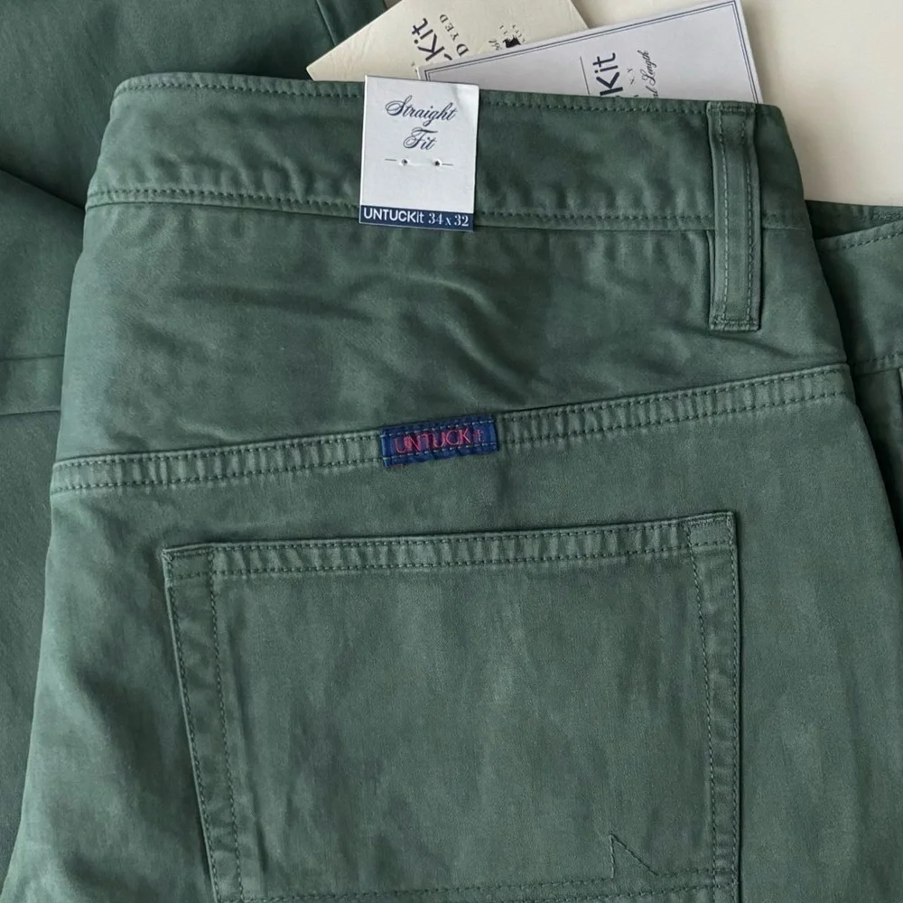 UNTUCKit Men’s Straight Fit 5-Pocket Pima Cotton Pant 34x32 Olive Green New